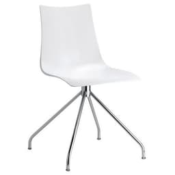 Lot de 2 chaises Zebra antichoc blanc brillant - pied pivotant chromé - Image principale