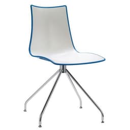 Lot de 2 chaises Zebra blanc/bleu - pied pivotant chromé - Image principale