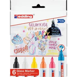 Etui de 6 marqueurs pour tableau verre E95 - Image principale