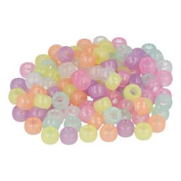 Sachet 1000 perles plastique gros trou dia9mm phosphorescent - Image principale
