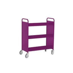Chariot à livres 6 tablettes inclinées double face prune 4006 - Image 3
