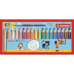 Etui carton 18 crayons couleurs assorties gros module Woody + 1 taille crayons en plastique gros module + 1 pi - Image principale