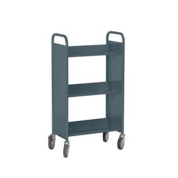Chariot à livres 3 tablettes inclinées simple face bleu gris 7031 - Image principale