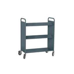 Chariot à livres 6 tablettes inclinées double face bleu gris 7031 - Image 3