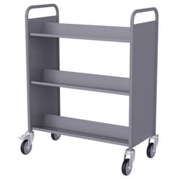 Chariot à livres 6 tablettes inclinées double face gris 7036 - Image 3