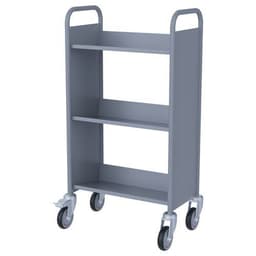 Chariot à livres simple face, 3 tablettes inclinées coloris gris alu RAL 9006 - Image principale
