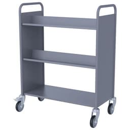 Chariot à livres 4 tablettes inclinées+1 droite double face gris 7036 - Image 3