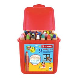 Schoolbox 38 crayons couleurs assorties gros module Woody + 3 taille-crayons gros module offert - Image principale