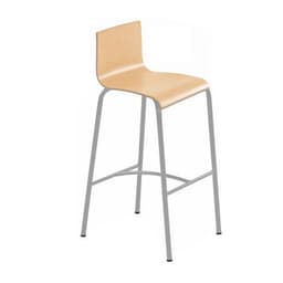 Tabouret 4 pieds hauteur 75 cm stratifié hêtre/alu 9006 - Image principale