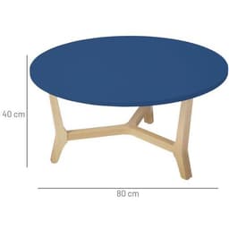 Table basse Zélos Ø 80 cm 1 plateau Bleu pied hêtre naturel - Image 3
