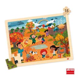 Lot de 4 puzzles 'Les saisons' de 15 pièces en bois. - Image 6