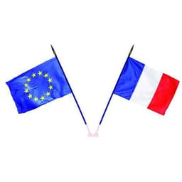Pack porte drapeau 2 branches + drapeaux France et UE 60 x 90 cm sur hampe bois - Image 2