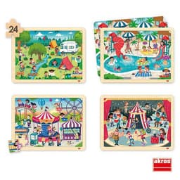 Lot de 4 puzzles 'Les loisirs' de 24 pièces en bois. - Image principale