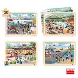 Lot de 4 puzzles 'Les transports' de 35 pièces en bois. - Image principale