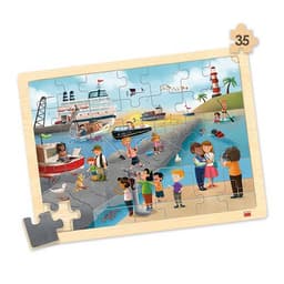 Lot de 4 puzzles 'Les transports' de 35 pièces en bois. - Image 8