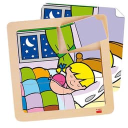 Lot 4 puzzles de 6 pièces en bois sur plateau plastique - Image 3