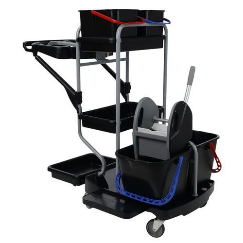 Chariot de nettoyage avec porte-sac - 4 seaux et 1 presse - Image principale