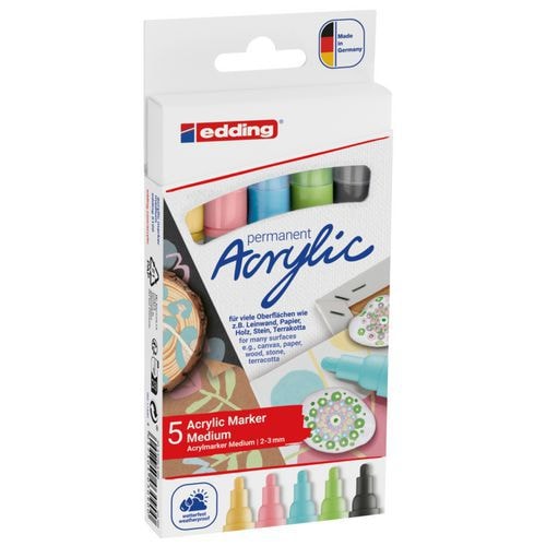 Etui 5 marqueurs Acrylic 5100 pastel pointe ogive - Image principale