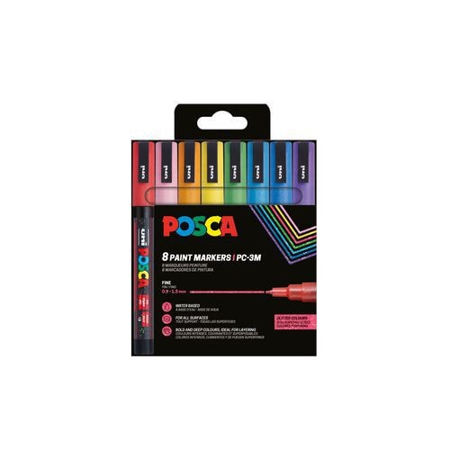 Set 8 marqueurs Posca pailletés pointe conique fine 1.5 mm - Image principale