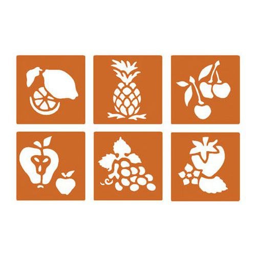 Pochoir plastique lavable 14,5 x 14,5 cm (Pochette de 6) - Les fruits - Image principale