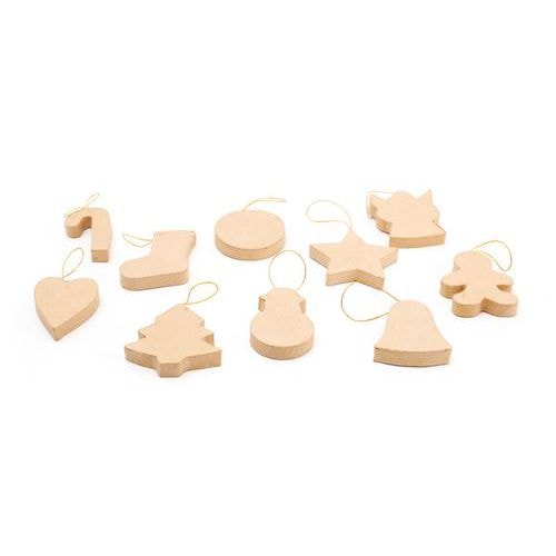 Lot 10 formes noël carton assorties à suspendre - Image principale