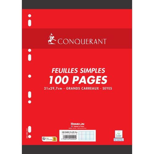 Feuillet recharge classeurs 100 pages A4 seyes 80g - Blanc (Etui de 50) - Image principale