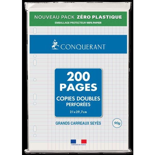 Paquet 50 copies doubles 90g 200p 21x29.7cm seyes perforées - Image principale