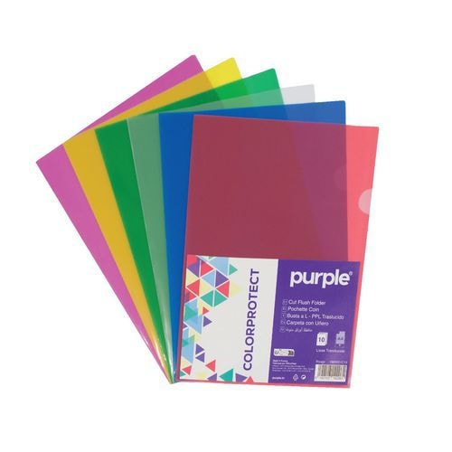 Sachet de 10 pochettes coin polypropylène ouverte sur 2 côtés, couleurs assorties, 22 x 31 cm - Image principale