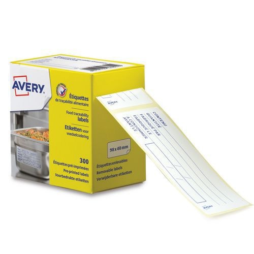 300 Etiquettes traçaoeilité alimentaire pré-imprimée 98x40mm - Image principale