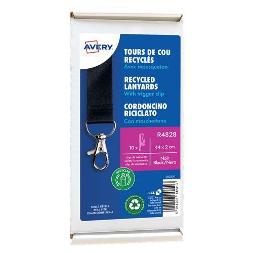 Tour de cou badge recyclé avec mousqueton - Avery (Lot de 10) - Image principale