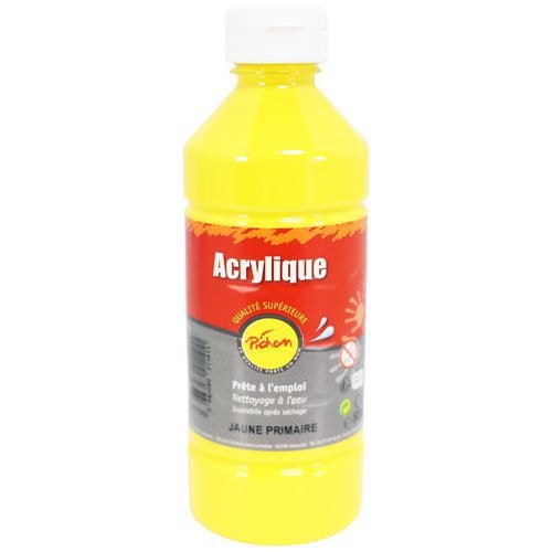 Flacon 500 ml gouache acrylique pichon - jaune primaire - Image principale