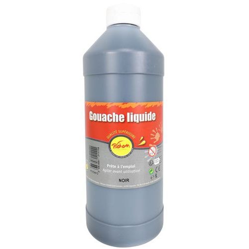 Flacon 1 litre gouache pichon avec bec verseur - noir - Image principale