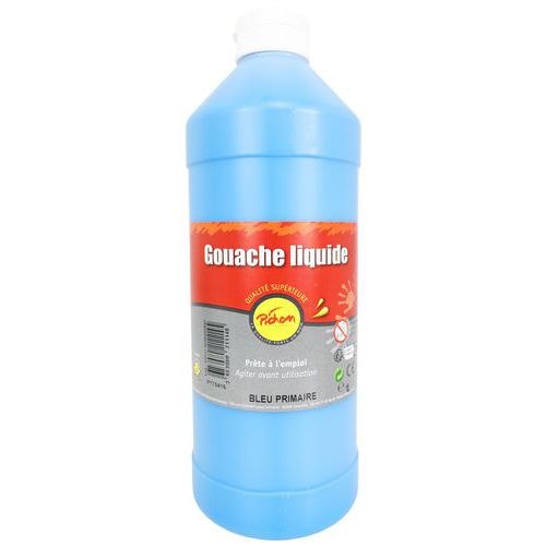 Flacon 1 litre gouache pichon avec bec verseur - bleu primaire (cyan) - Image principale