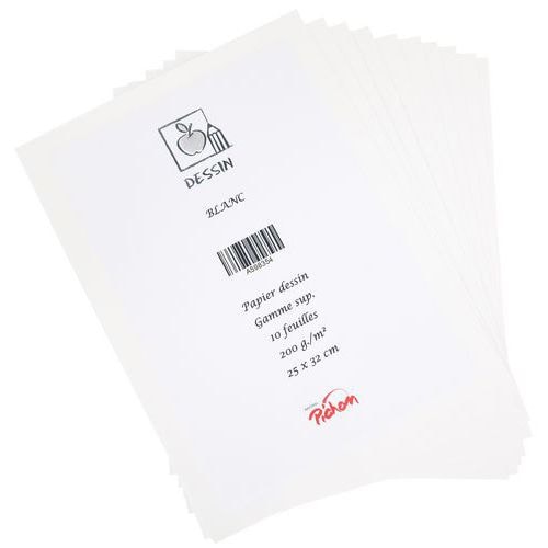 Feuille dessin blanc 200 g 25 x 32 cm gamme supérieure (Pochette de 10) - Image principale