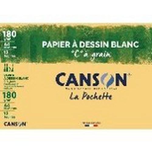 Pochette 12 feuilles dessin blanc c a grain 180 gr - Canson - Image principale