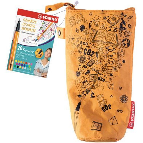 Trousse en papier-tissu écologique 20 feutres extra fins bague métal - Image principale