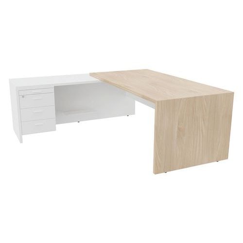 Bureau droit Allegra + retour sur caisson 3 tiroirs + tirette plumier - Image principale