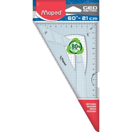 Equerre 60° grand côté 21 cm - GEOMETRIC, en plastique recyclé - Image principale