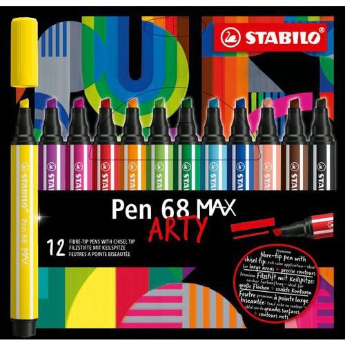 Etui de 12 feutres pointe biseautée STABILO Pen 68 MAX ARTY - Image principale