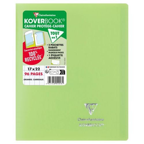 Koverbook piqué polypro opaque Vert 17x22cm 96p séyès - Lot de 10 - Image principale