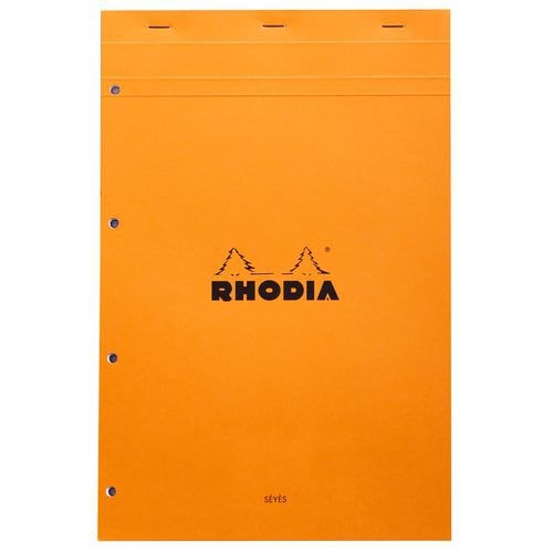 Bloc agrafé Rhodia ORANGE N 20 21x31,8cm Seyès 80f perf. 4t. 80g - Lot de 5 - Image principale