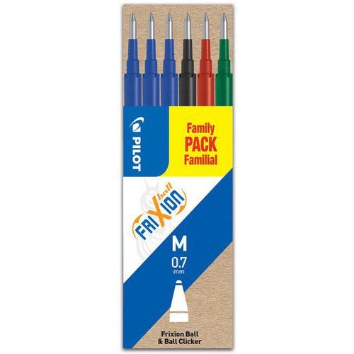 Set de 6 Recharges Frixion 0,7mm couleurs assorties - Image principale