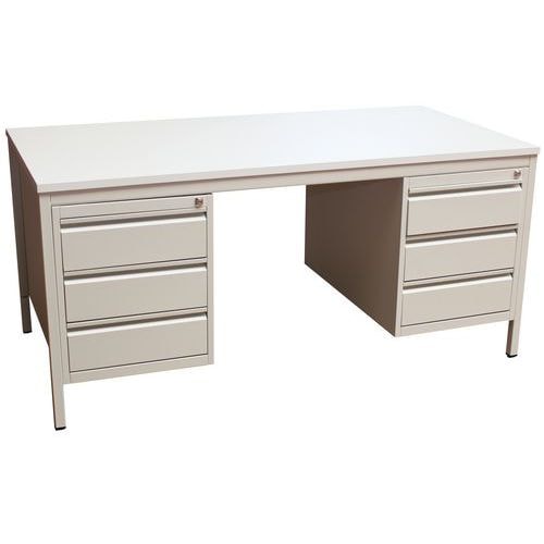 Bureau base Line 2 caisons 6 tiroirs 160x80 cm - Image principale