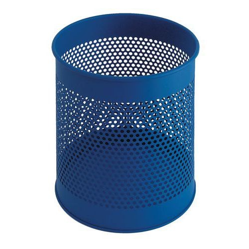 Corbeille métal perforé 15L, Coloris : Bleu - Image principale
