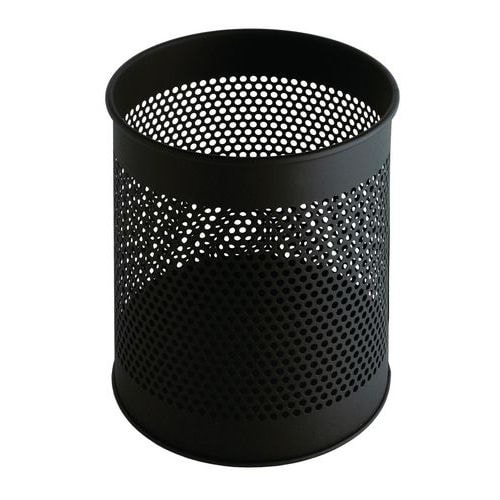 Corbeille métal perforé 15L, Coloris : Noir - Image principale
