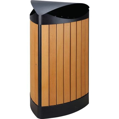 Poubelle extérieur triangle au finition 'wood look' 60L - Image principale