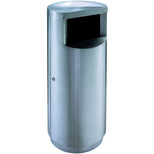 Poubelle ronde avec porte d'accès au côté inox mat - Image principale