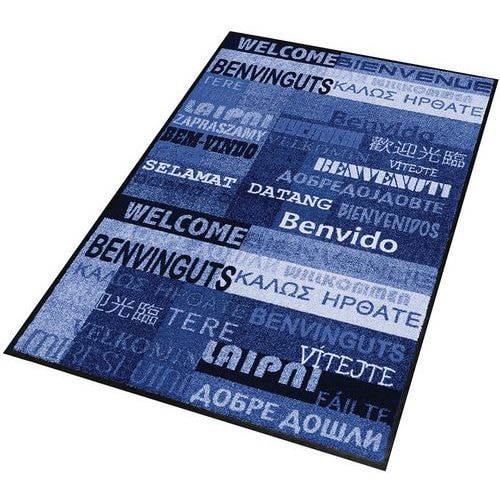 Tapis d'entrée décoratif zone de trafic peu intense New Welcome bleu - Notrax - Image principale