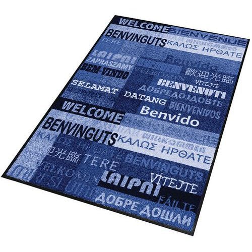 Tapis d'entrée décoratif NewWelcome Bleu 900x1200x6mm - Image principale