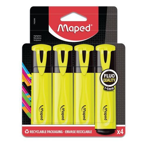 Gros fluo MAPED (Pochette de 4) - jaune - Image principale